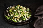 Vegetarian coconut pasta with green vegetables