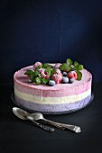 Ice cream cake with blueberry, raspberry and vanilla