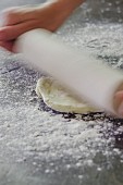 Shortcrust pastry being rolled out