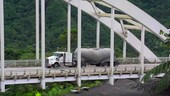 Lorry on bridge, slow motion