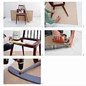 Instructions for converting a retro wooden chair into a rocking chair