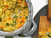 Millet with zucchini and carrots (close up)