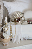 Arrangement of vintage Christmas decorations