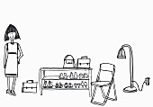 Illustration zum Thema Aufräumen: Perfekt organisierte Diele