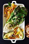 Grilled romaine lettuce with avocado