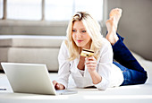 Woman doing purchase online