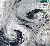 North Atlantic depressions, satellite image