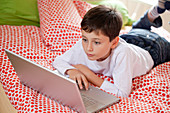Boy using laptop computer