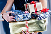 Woman receiving gifts