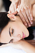 Woman receiving a back massage