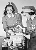Red Cross workers packing food parcels, 1942