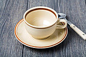 Empty coffee cup and saucer