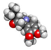 Tetrabenazine drug molecule, illustration