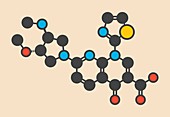Vosaroxin cancer drug molecule, illustration
