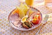 Ham, egg and vegetable salad