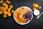 Various vegetable crisps for a party