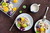 Cereal salad with roasted cauliflower florets