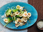 Orecchiette with broccoli, chilli and pine nuts