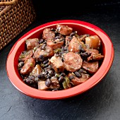 Brazillian Feijoada with black beans, chorizo, sausage, beef and smoked slab bacon