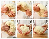 Dough being shaped using a special folding method