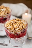Apple, pear and blackberry crumble with coconut