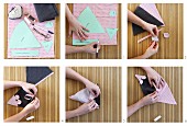 Instructions for making mouse-shaped dusters hand-sewn from fleece and cotton fabrics