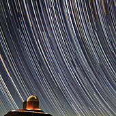 Star trails over ESO 3.6-metre telescope