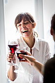 Woman drinking wine