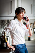 Woman drinking wine