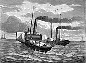 Underwater telegraph cable construction, illustration