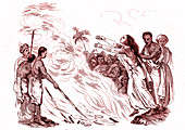 Hindu widow-burning, 19th Century illustration