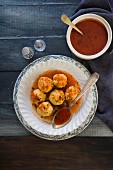 Pumpkin gnudi with tomato sauce