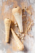 Parsnips, partly peeled