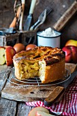 Rustic apple pie with yeast dough