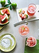 Strawberry and watermelon margaritas