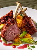 Rack of lamb with mashed swede