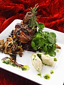 Lamb shank with quenelles of mashed potato stylish catering