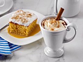 Hot chocolate and Dulce de leche Tres Leches