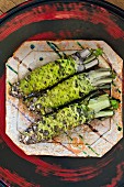 Three wasabi stems