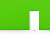 Green wall with open door