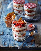 Granola and summer berry in a jar