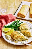Fish Parcels with green beans