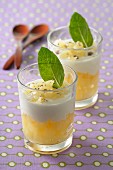 Pineapple desserts with rum and coconut cream