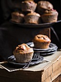 Gluten-free and sugar-free banana flour muffins with strawberries