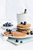 Healthy pancakes with bananas, chia and blueberries