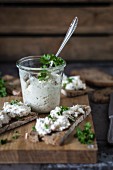 Trout cream with horseradish and parsley for spreading on bread