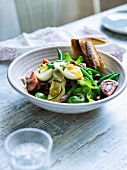 French Artichoke Nicoise salad with boiled eggs