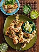 Chicken skewers with herbs and lime