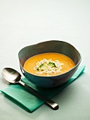Pumpkin soup with cottage cheese