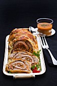 Pork loin wrapped in puff pastry